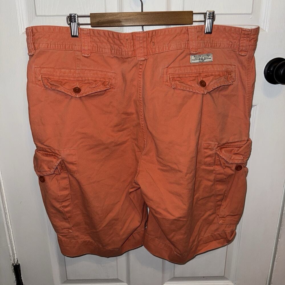 VTG Polo Ralph Lauren Men’s Cotton Cargo Shorts Orange Size 42T Tall - Picture 5 of 9